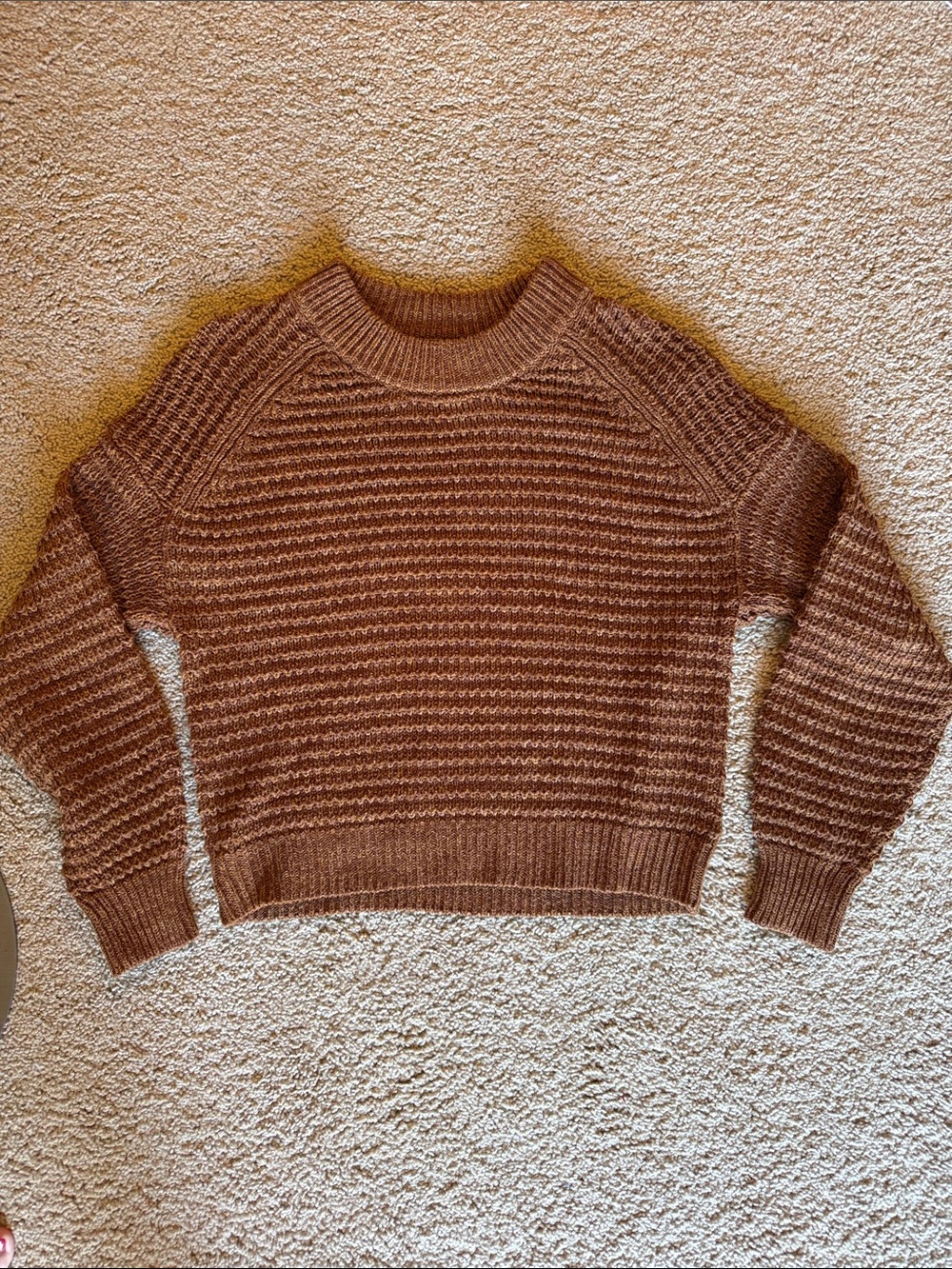 Universal Threads Cozy Women's Brown Ribbed Cropped Crewneck Sweater